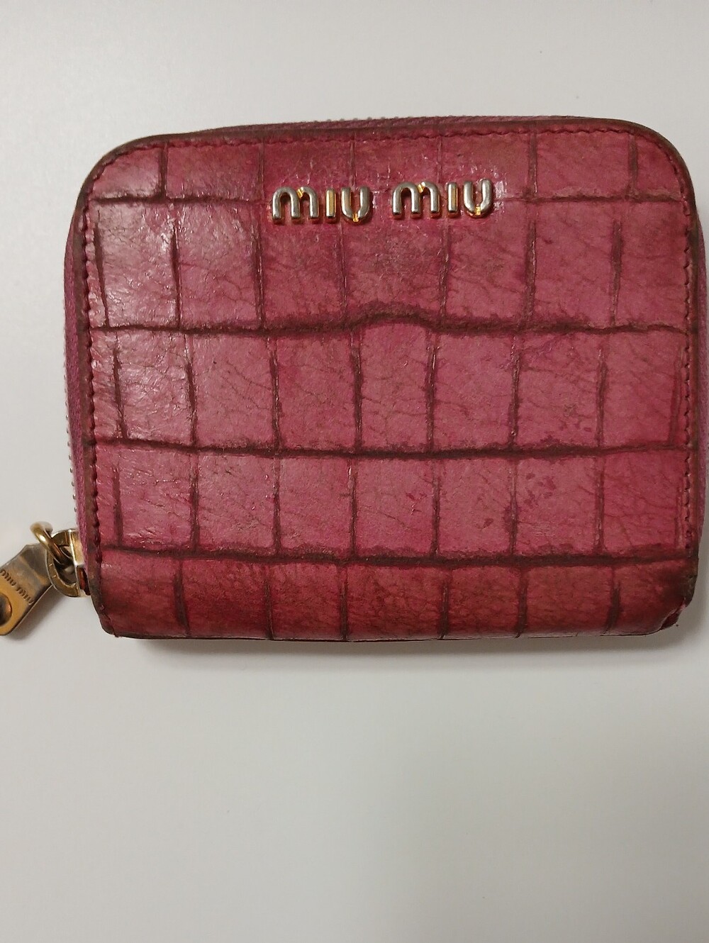 Miu Miu, Pink Leather Wallet, Small Zip-Around, GUC